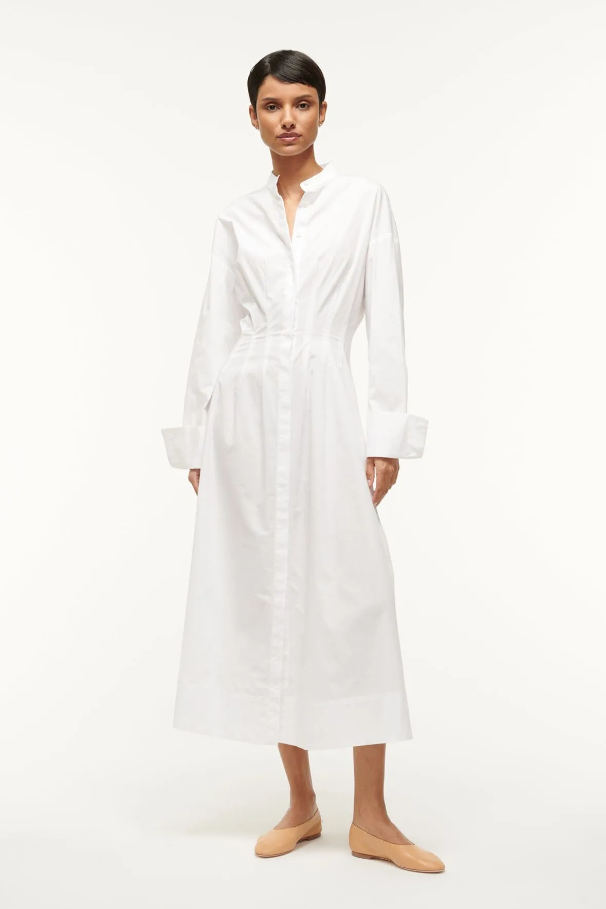 MIDI LORENZA DRESS | WHITE sold by STAUD