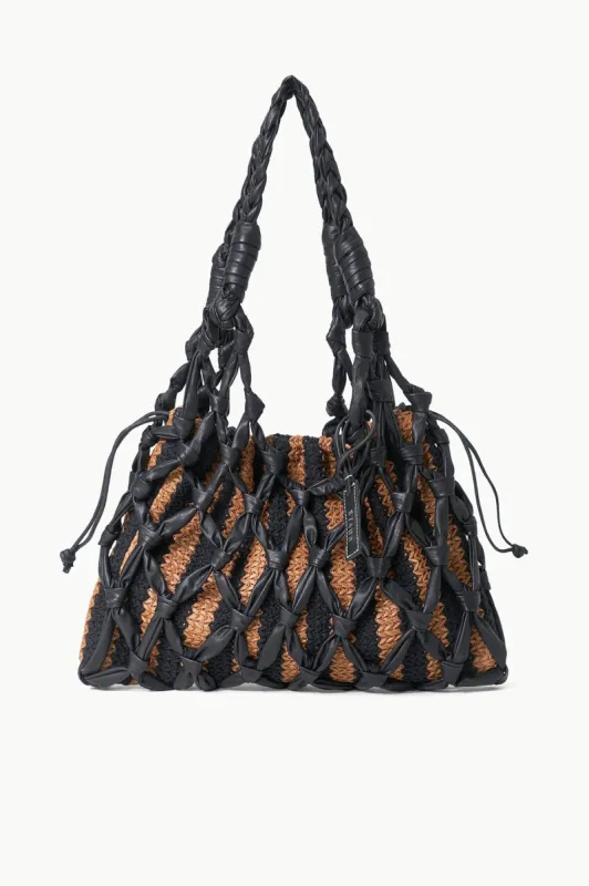 HITCH SHOULDER BAG | BLACK TAN SEASHORE STRIPE sold by STAUD