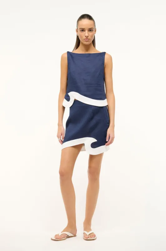 LEANDRO SKIRT | NAVY WHITE sold by STAUD