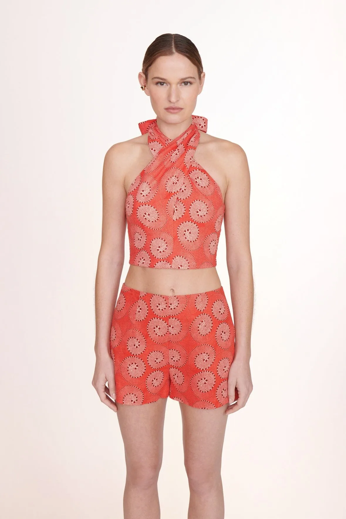 SMOCKED KAI TOP | HIBISCUS WHIRLPOOL sold by STAUD