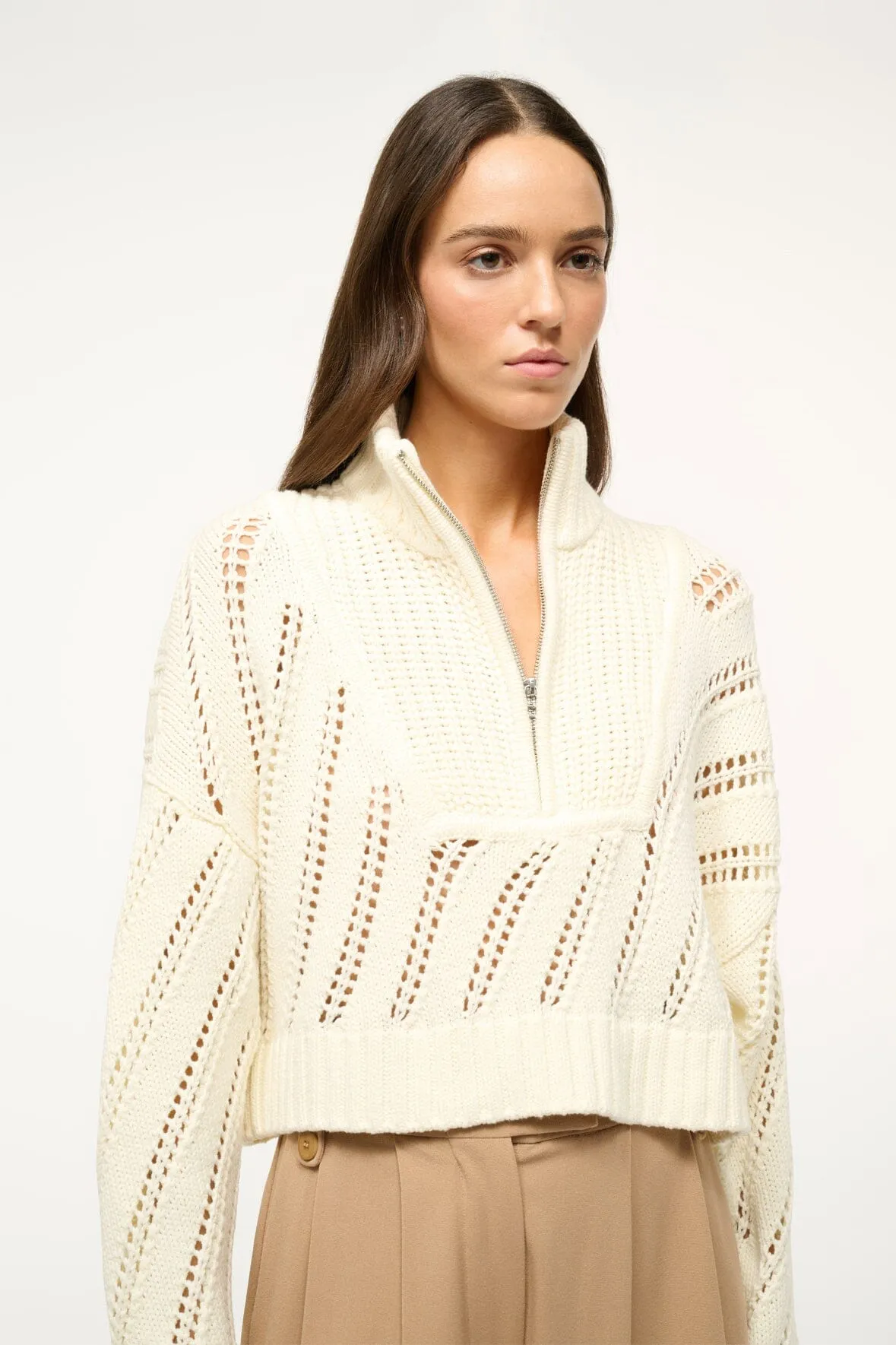 CROPPED HAMPTON SWEATER | IVORY sold by STAUD product image thumbnail 3