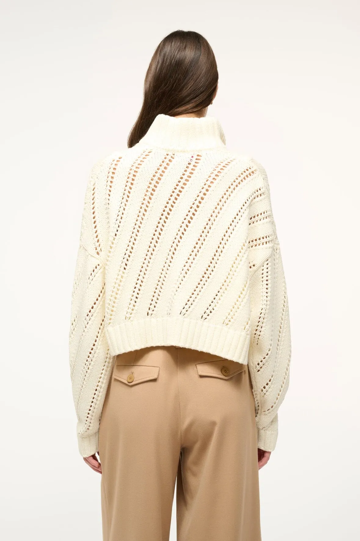 CROPPED HAMPTON SWEATER | IVORY sold by STAUD product image thumbnail 4