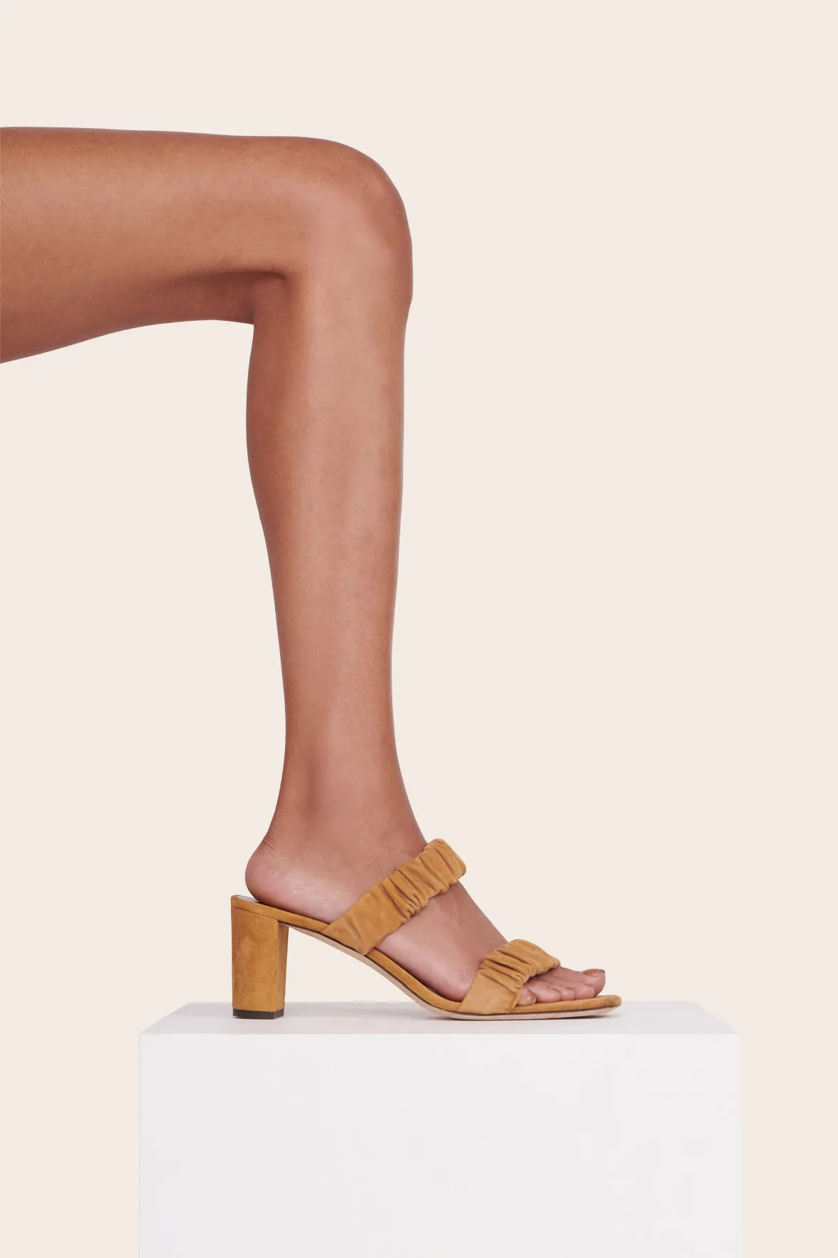 FRANKIE RUCHED SANDAL | CASHEW SUEDE sold by STAUD product image thumbnail 5