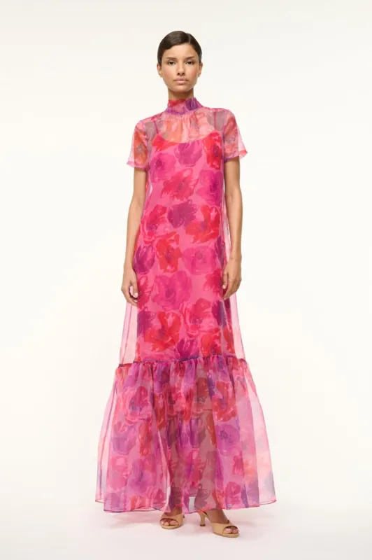 CALLUNA DRESS | MAGENTA PAINTED FLORAL sold by STAUD