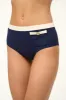 DEVON HIGH RISE BIKINI BOTTOM | NAVY IVORY sold by STAUD
