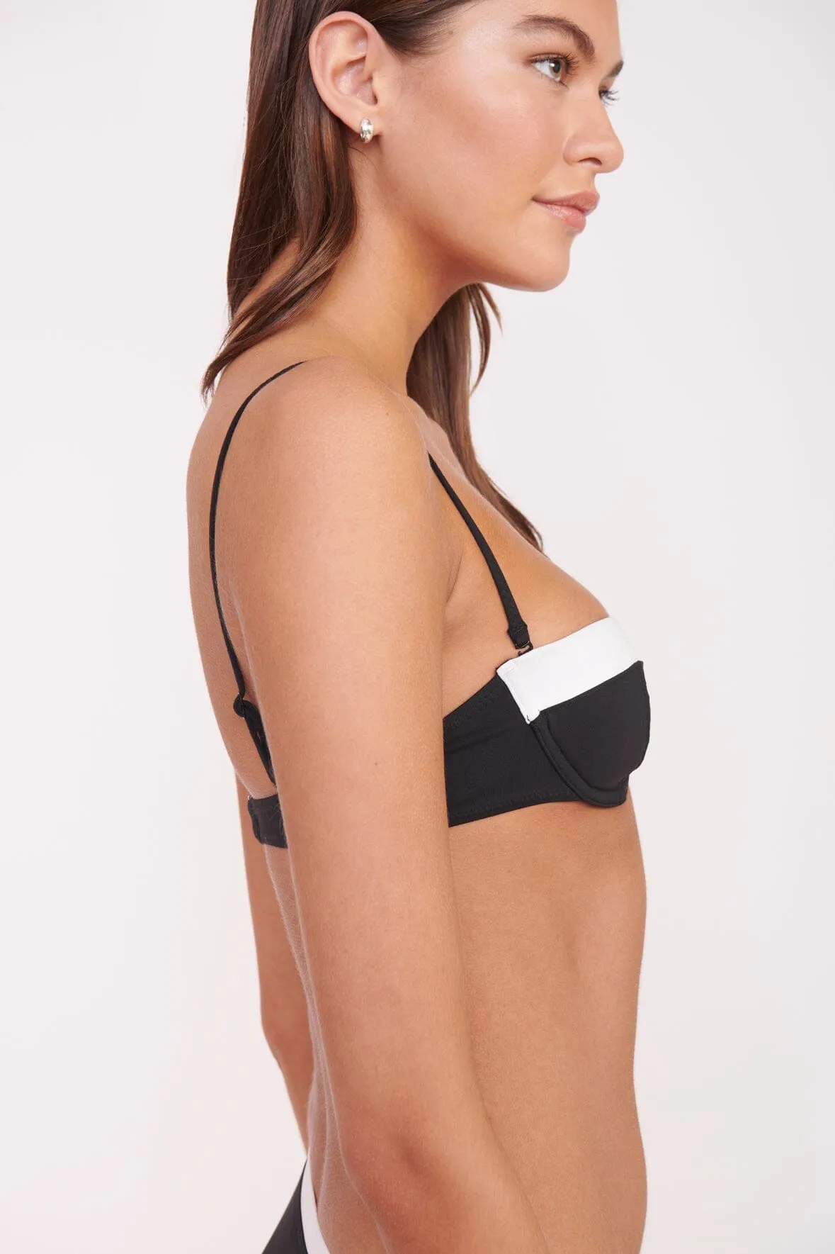 JO BALCONETTE BIKINI TOP | BLACK WHITE sold by STAUD product image thumbnail 5