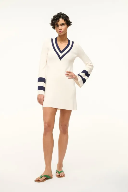 SUNSHINE DRESS | IVORY NAVY sold by STAUD