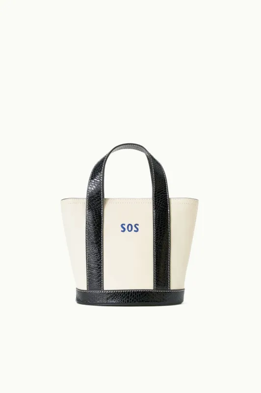 CUSTOM MONOGRAM ALLORA MINI TOTE | CREAM BLACK sold by STAUD