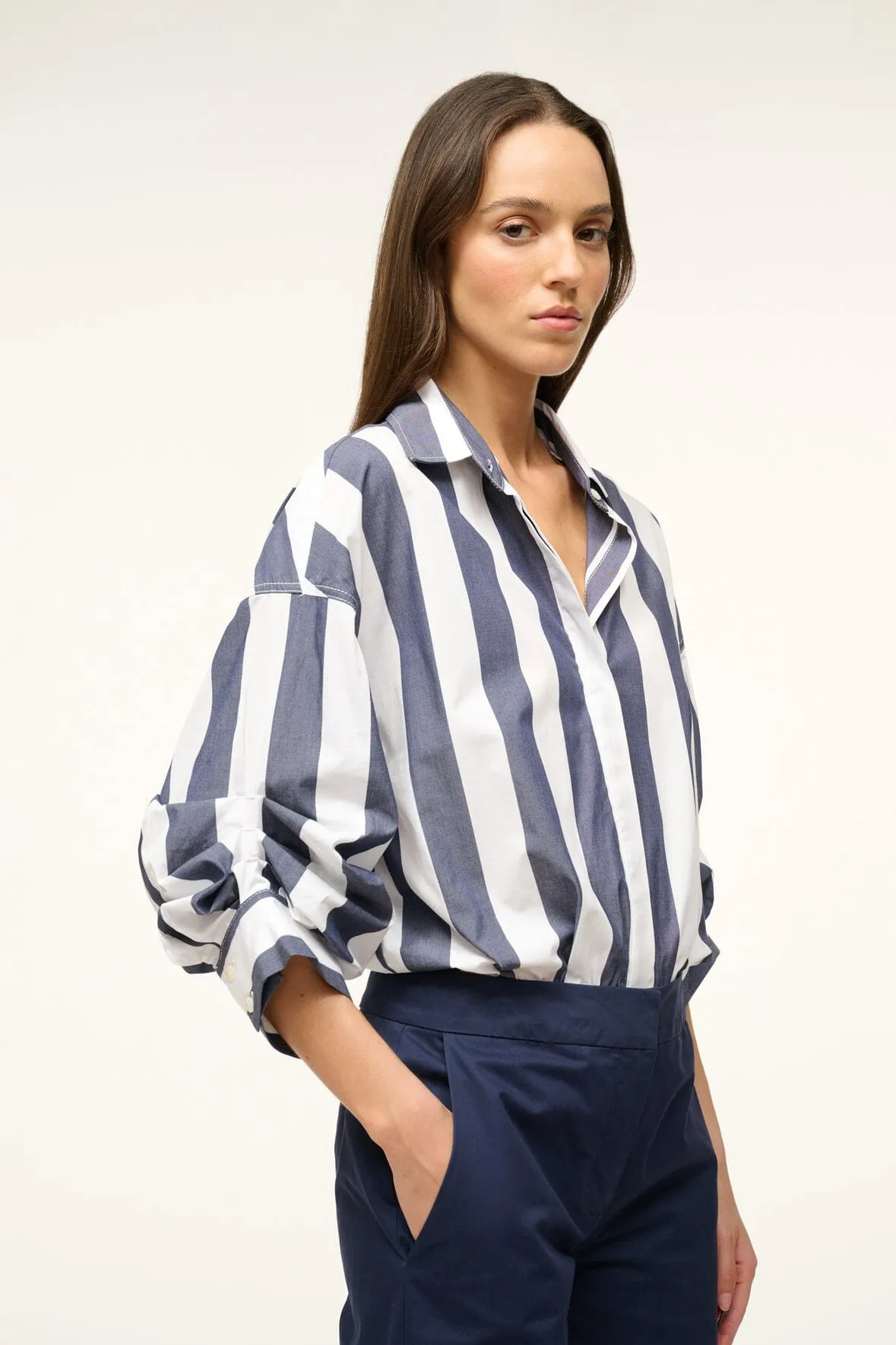TRAVERSE BODYSUIT | NAVY BRETON STRIPE sold by STAUD product image thumbnail 3