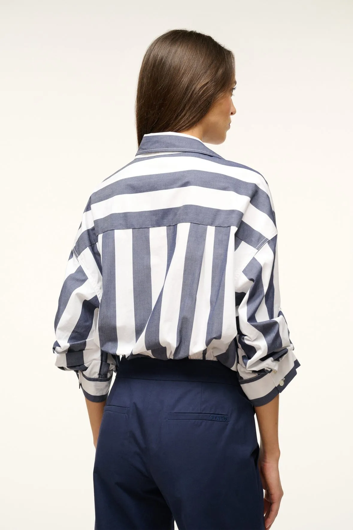 TRAVERSE BODYSUIT | NAVY BRETON STRIPE sold by STAUD product image thumbnail 4