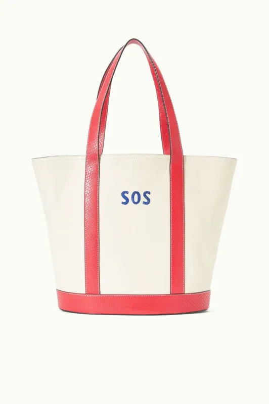 CUSTOM MONOGRAM ALLORA TOTE | CREAM RED ROSE sold by STAUD