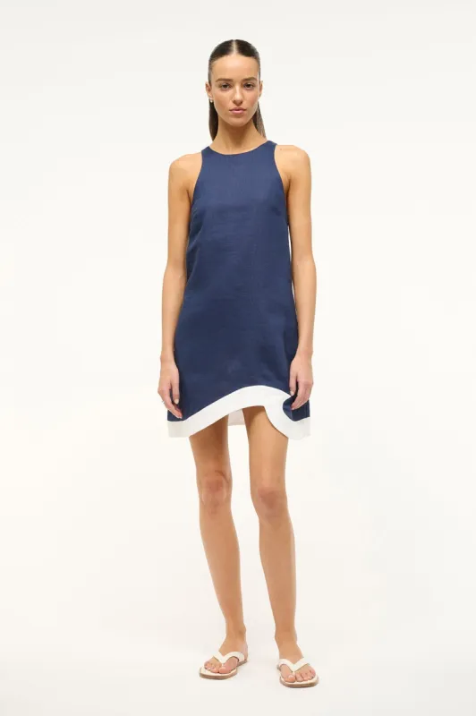 ALLORI DRESS | NAVY WHITE sold by STAUD