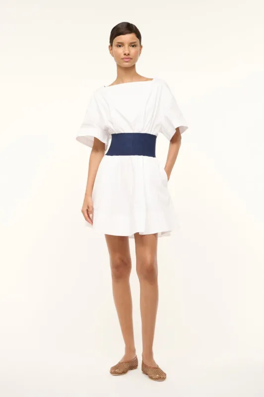 MINI AMY DRESS | WHITE NAVY sold by STAUD