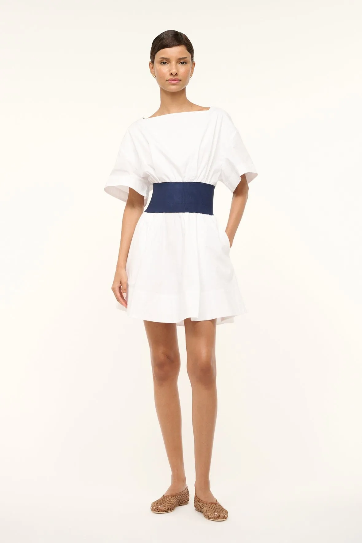 MINI AMY DRESS | WHITE NAVY sold by STAUD