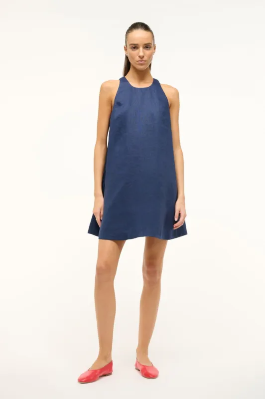 SERAFINA DRESS | NAVY sold by STAUD