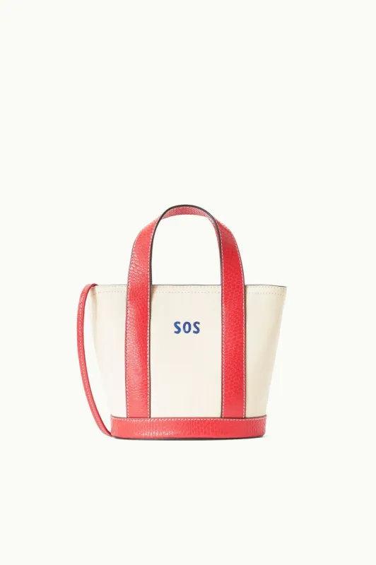 CUSTOM MONOGRAM ALLORA MINI TOTE | CREAM RED ROSE sold by STAUD