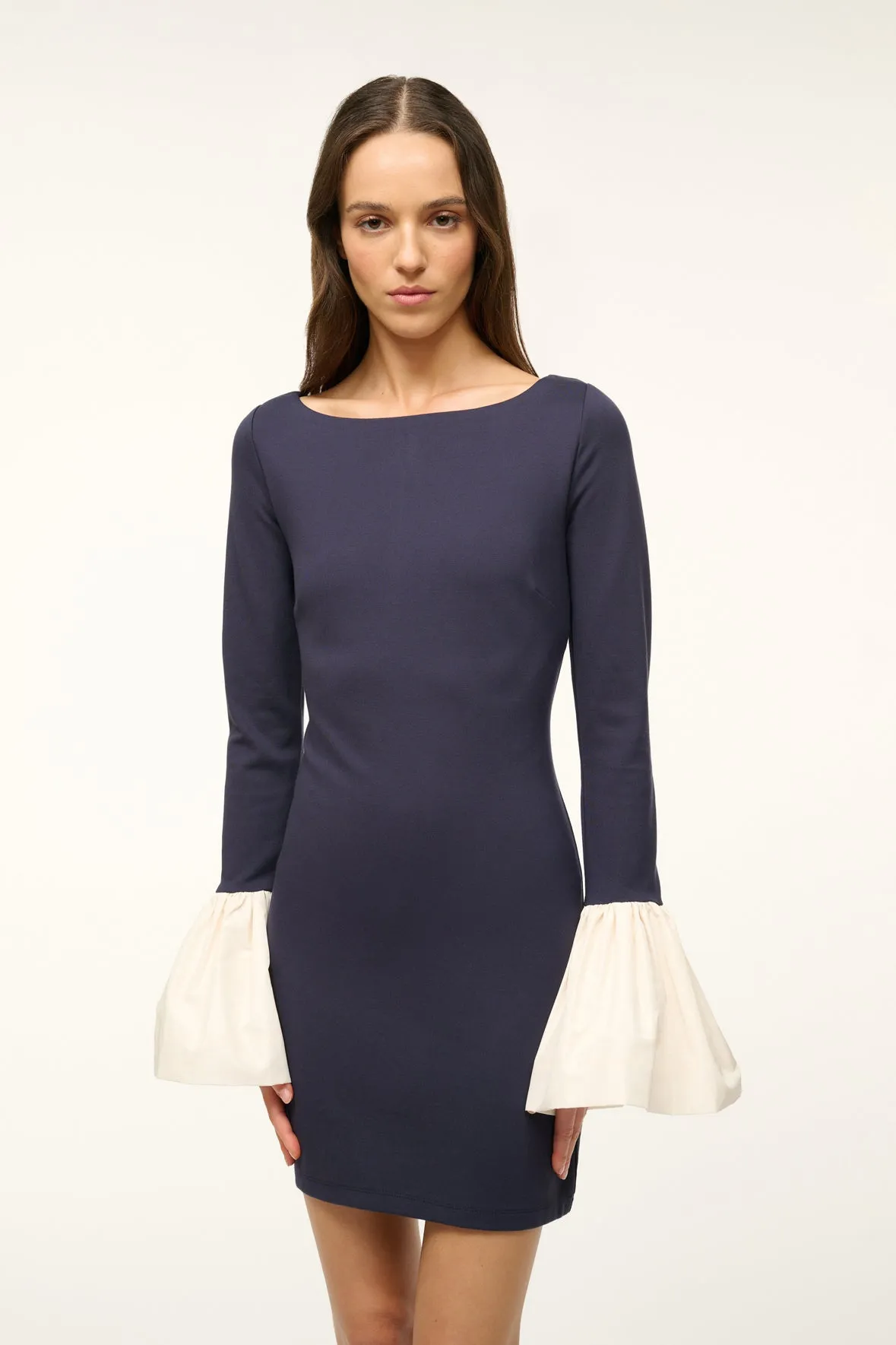 HAWTHORNE DRESS | NAVY IVORY sold by STAUD product image thumbnail 4