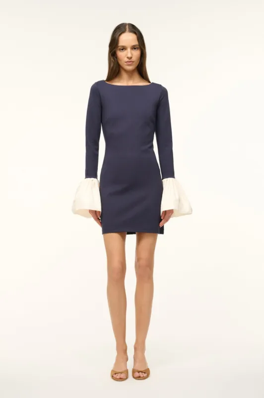 HAWTHORNE DRESS | NAVY IVORY sold by STAUD