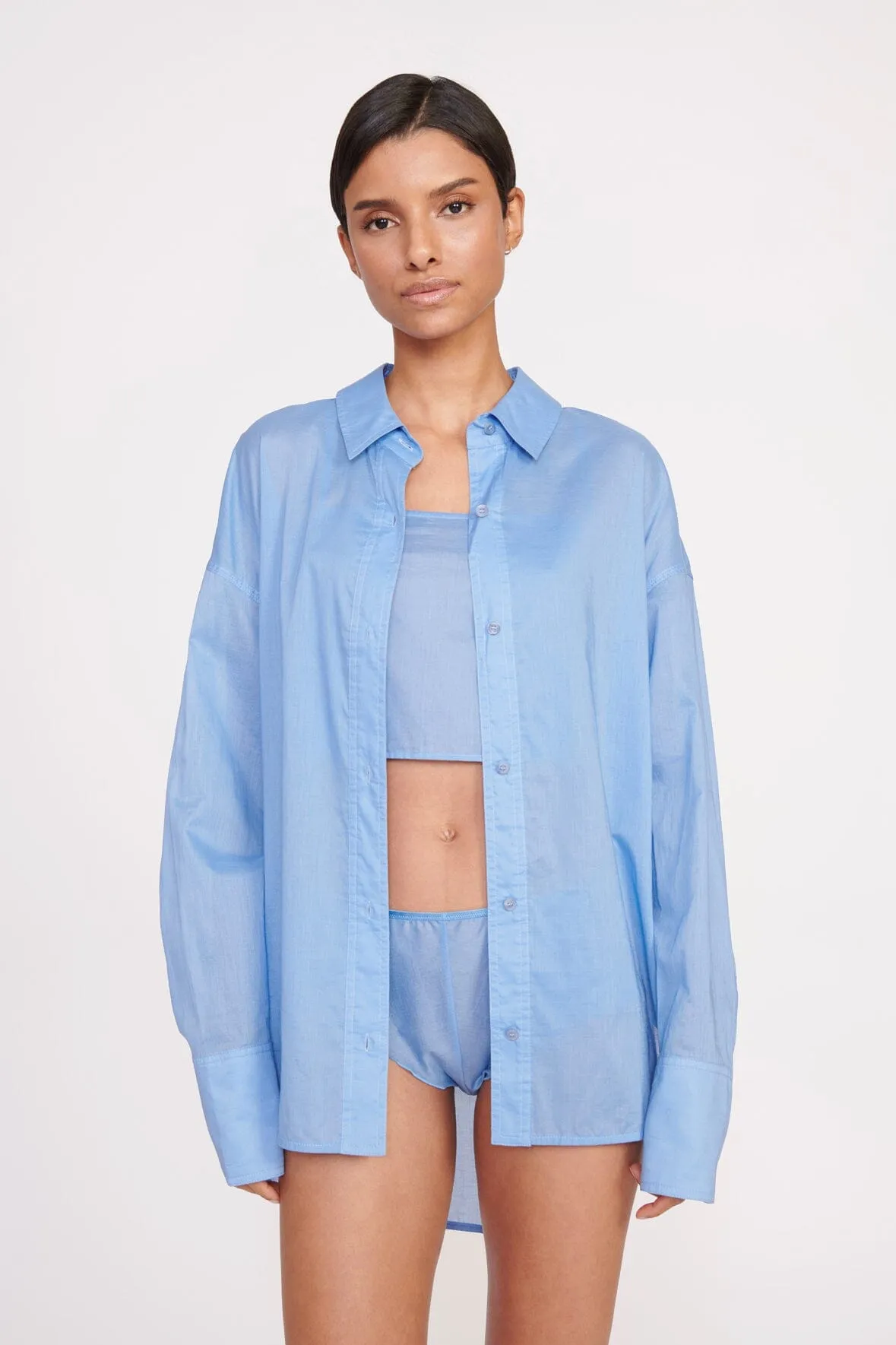 CHAMOMILE SHIRT | AZURE sold by STAUD