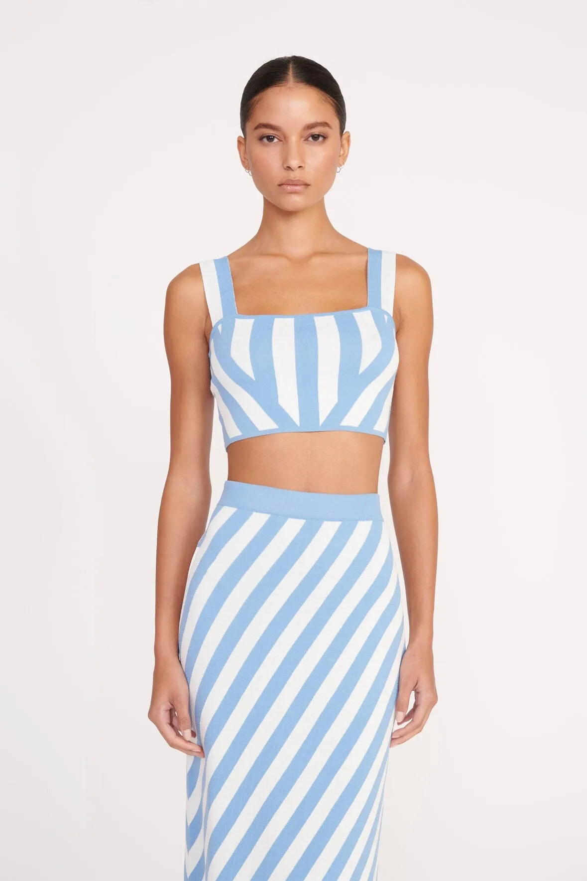 GIOVANNI SKIRT | BLUE SEASHORE STRIPE sold by STAUD product image thumbnail 2