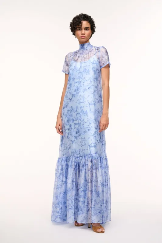 CALLUNA DRESS | PERIWINKLE SKETCHBOOK FLORAL made by STAUD