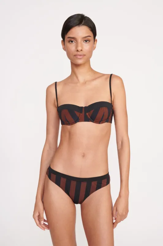 GEMMA BIKINI BOTTOM | BLACK TAN SEASHORE STRIPE sold by STAUD