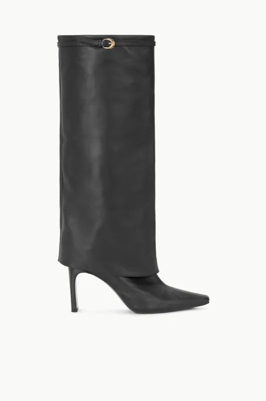 WALLY FOLDOVER HIGH HEEL BOOT | BLACK sold by STAUD