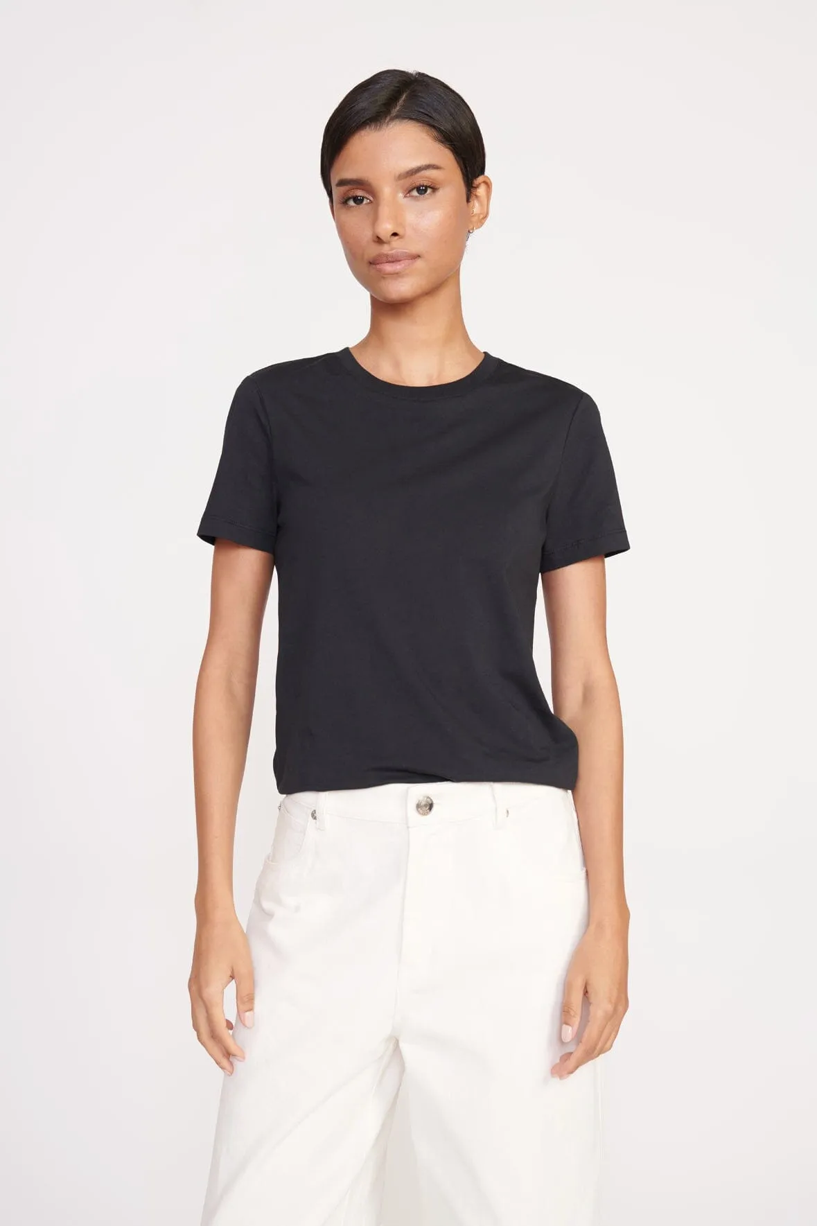 CREW NECK T SHIRT | BLACK sold by STAUD