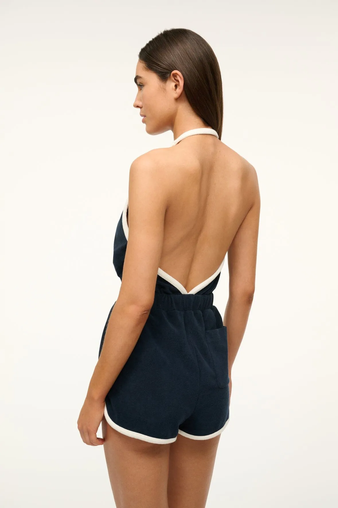 SINES COVERUP ROMPER | NAVY WHITE sold by STAUD product image thumbnail 4