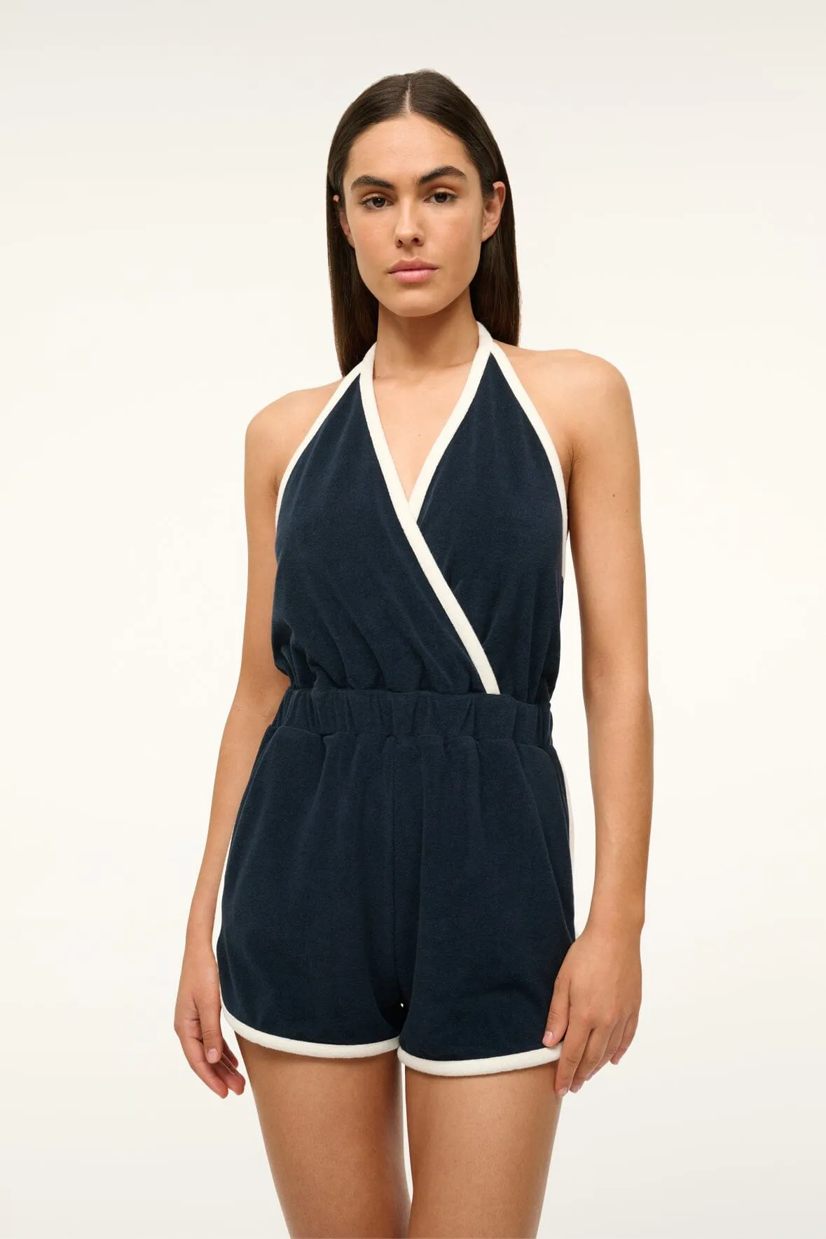 SINES COVERUP ROMPER | NAVY WHITE sold by STAUD product image thumbnail 2