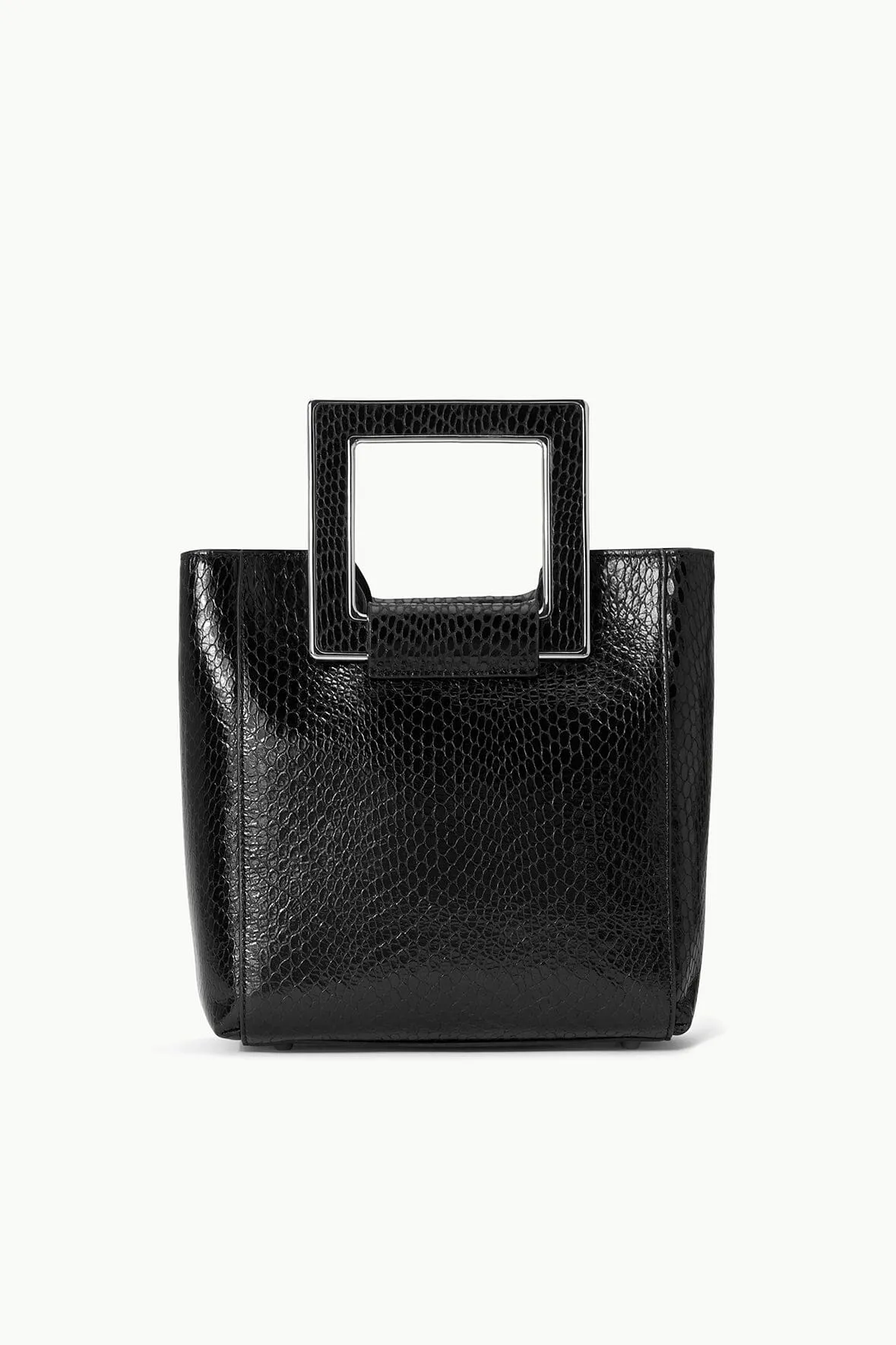 MINI SHIRLEY BAG | BLACK SNAKE EMBOSSED sold by STAUD
