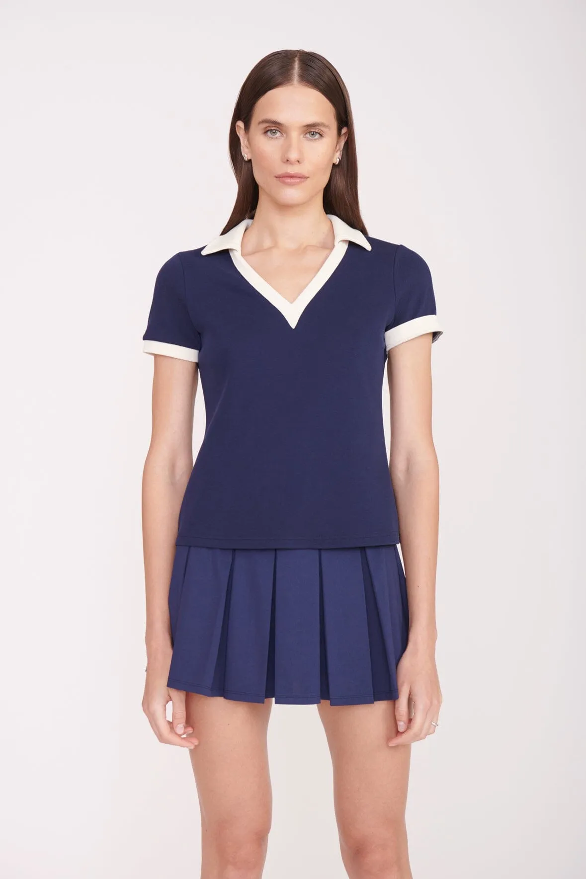 VOLLEY TOP | NAVY IVORY sold by STAUD