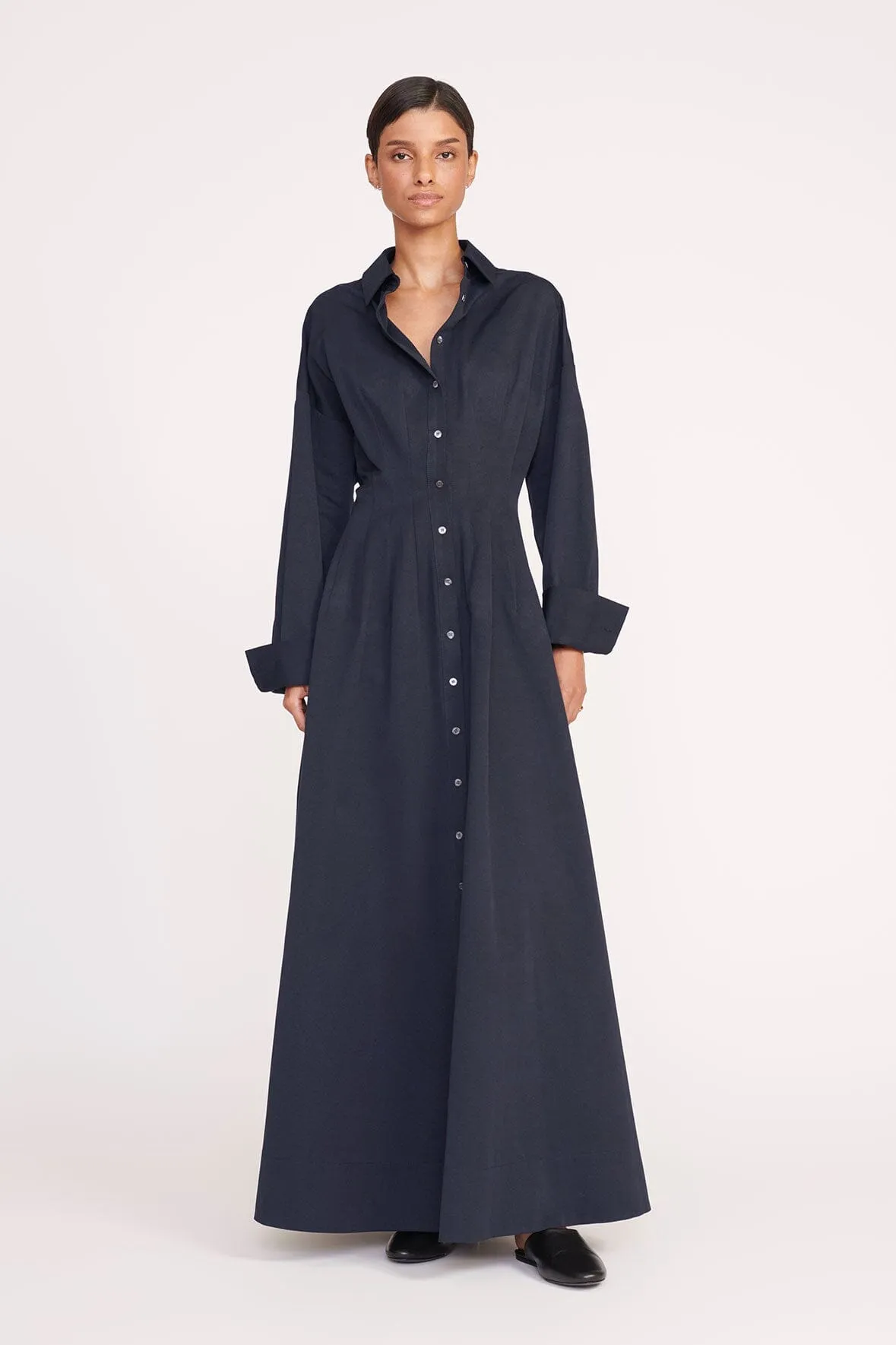 WINONA DRESS | NAVY sold by STAUD