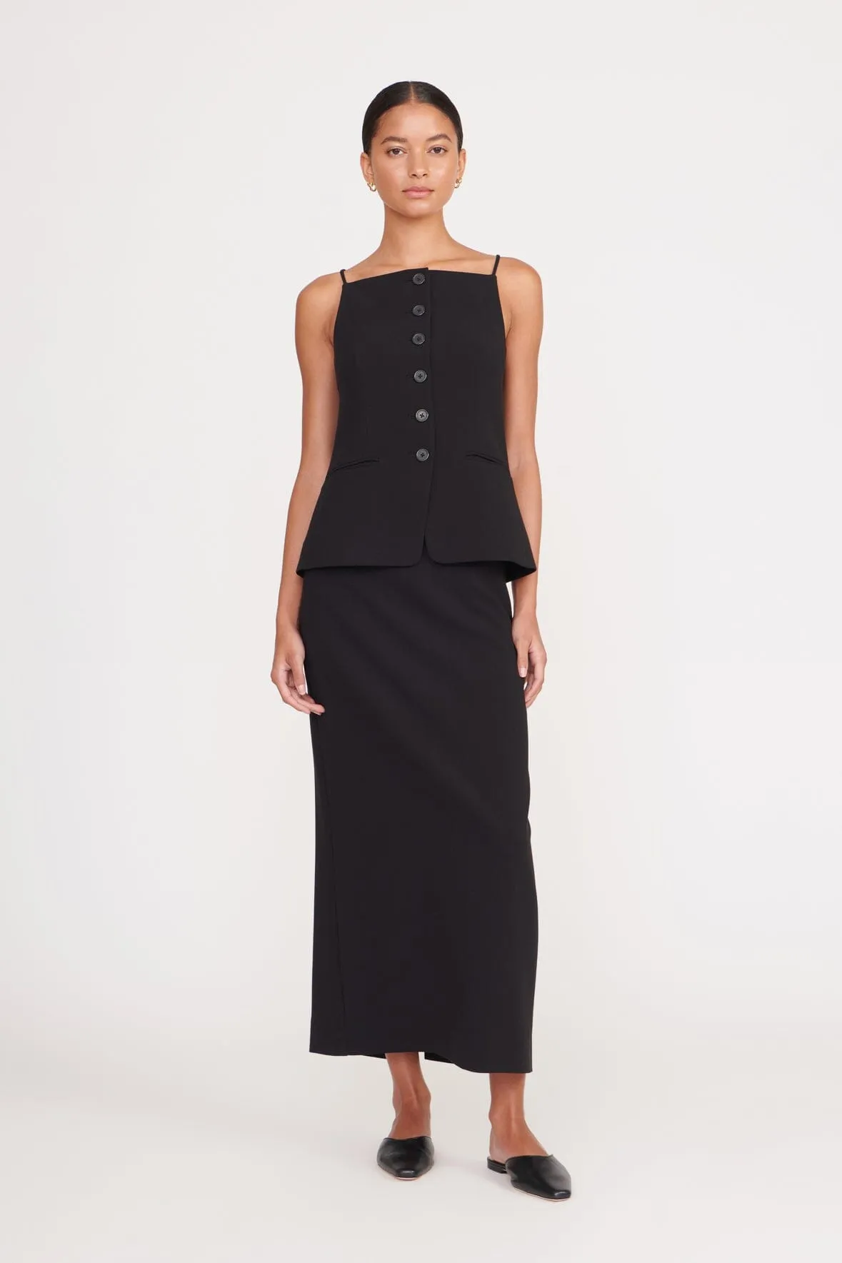 SMITH SKIRT | BLACK sold by STAUD