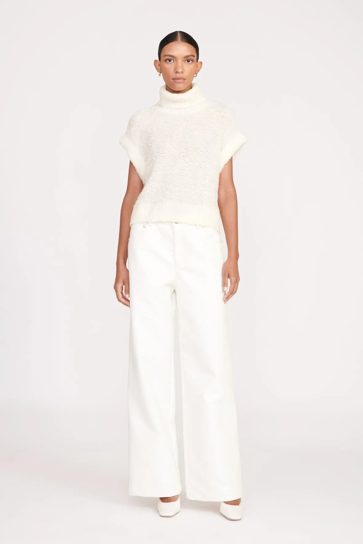 GRAYSON PANT | WHITE VEGAN PATENT sold by STAUD