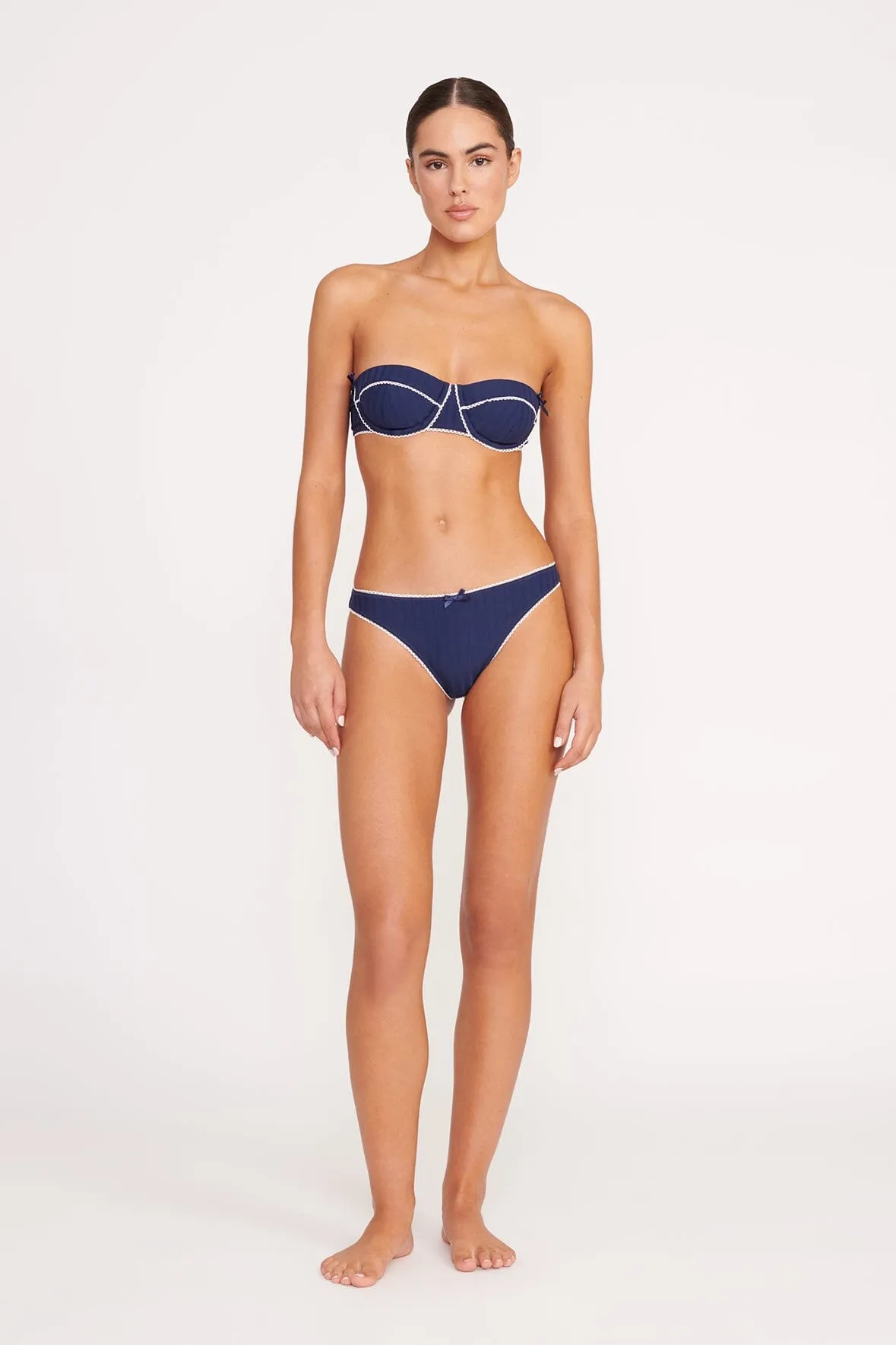 KIT BIKINI BOTTOM | NAVY WHITE sold by STAUD product image thumbnail 2