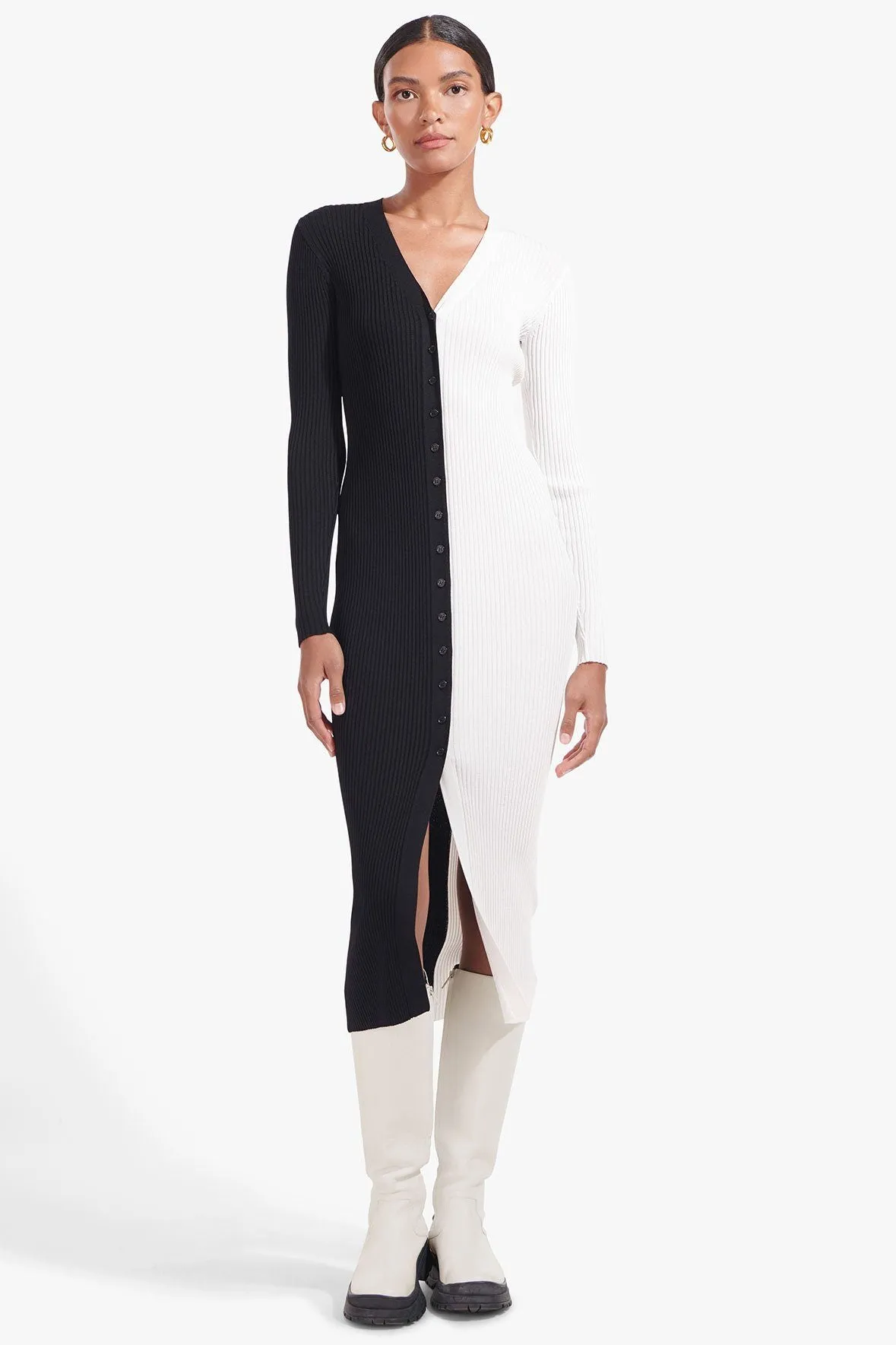 SHOKO SWEATER | BLACK WHITE sold by STAUD