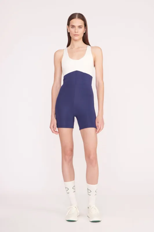 BOUNCE SHORT UNITARD | NAVY IVORY sold by STAUD