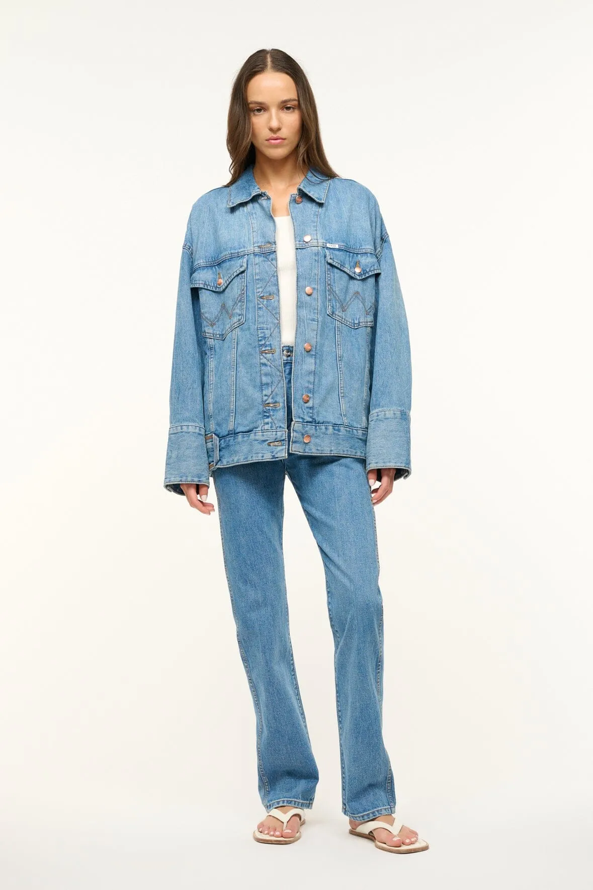 STAUD + WRANGLER THE BIGGEST JEAN JACKET | MID BLUE sold by STAUD product image thumbnail 2