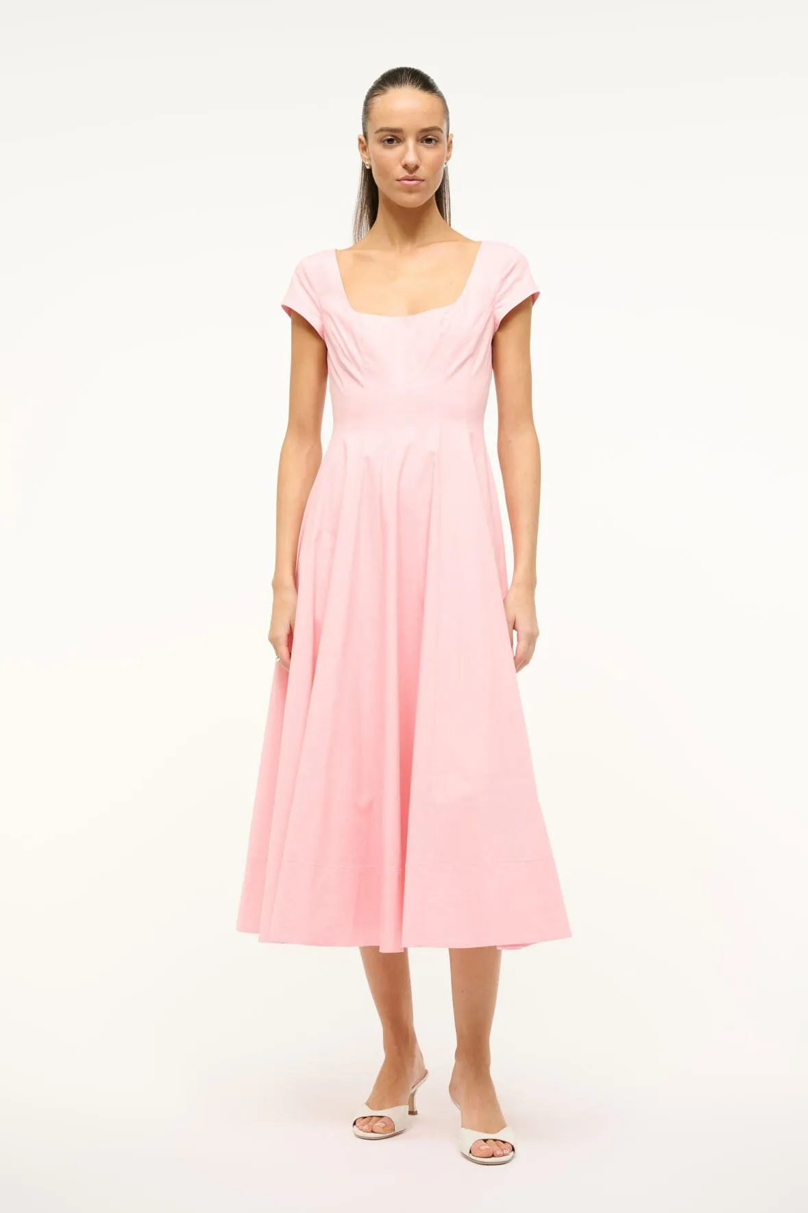 SHORT SLEEVE WELLS DRESS | PEARL PINK sold by STAUD