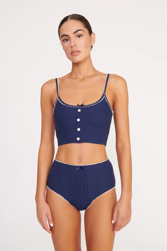 ABBY SWIM TOP | NAVY WHITE sold by STAUD