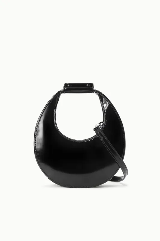 MINI MOON BAG | BLACK POLISHED sold by STAUD