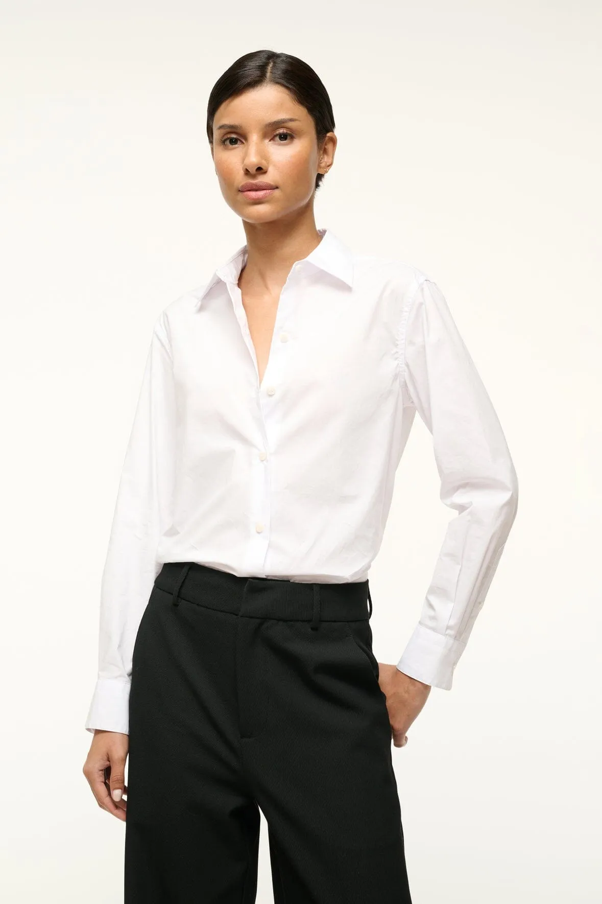 ROXBURY POPLIN SHIRT | WHITE sold by STAUD