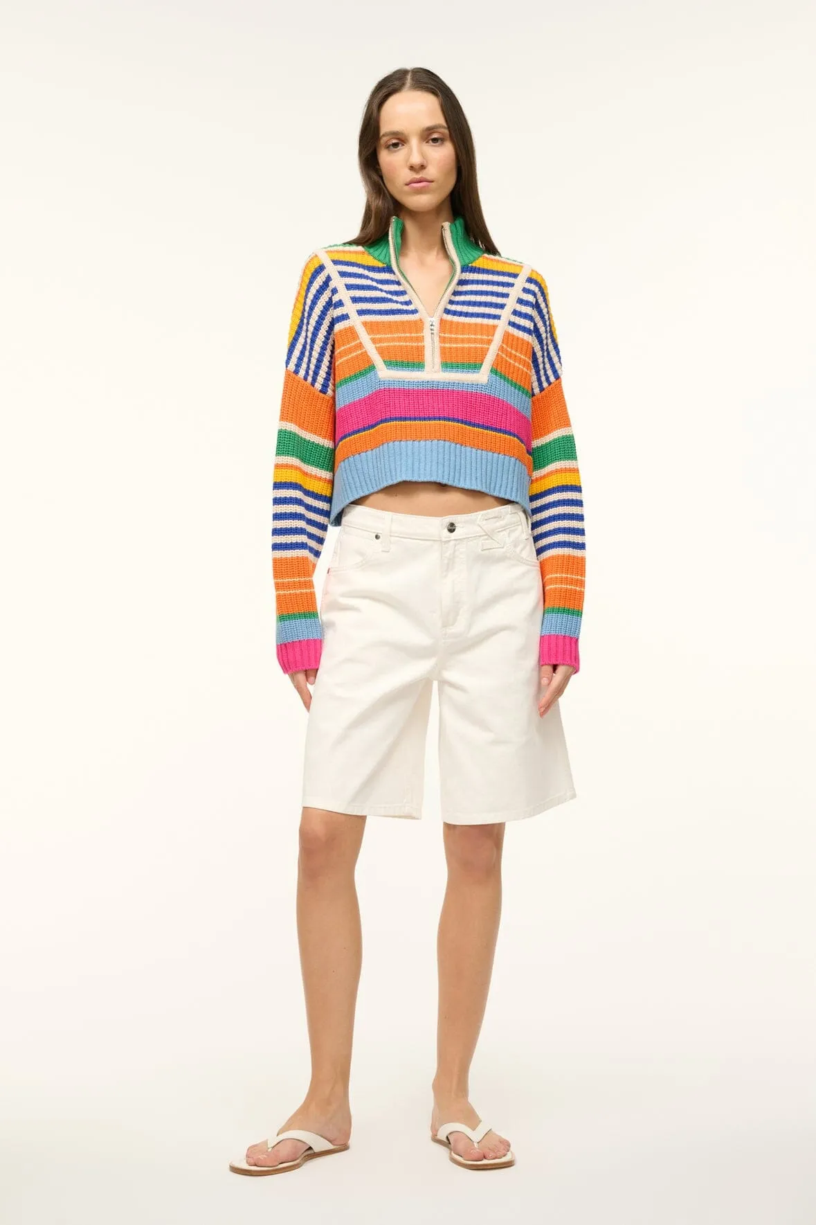 CROPPED HAMPTON SWEATER | MULTI BAYADERE STRIPE sold by STAUD product image thumbnail 2