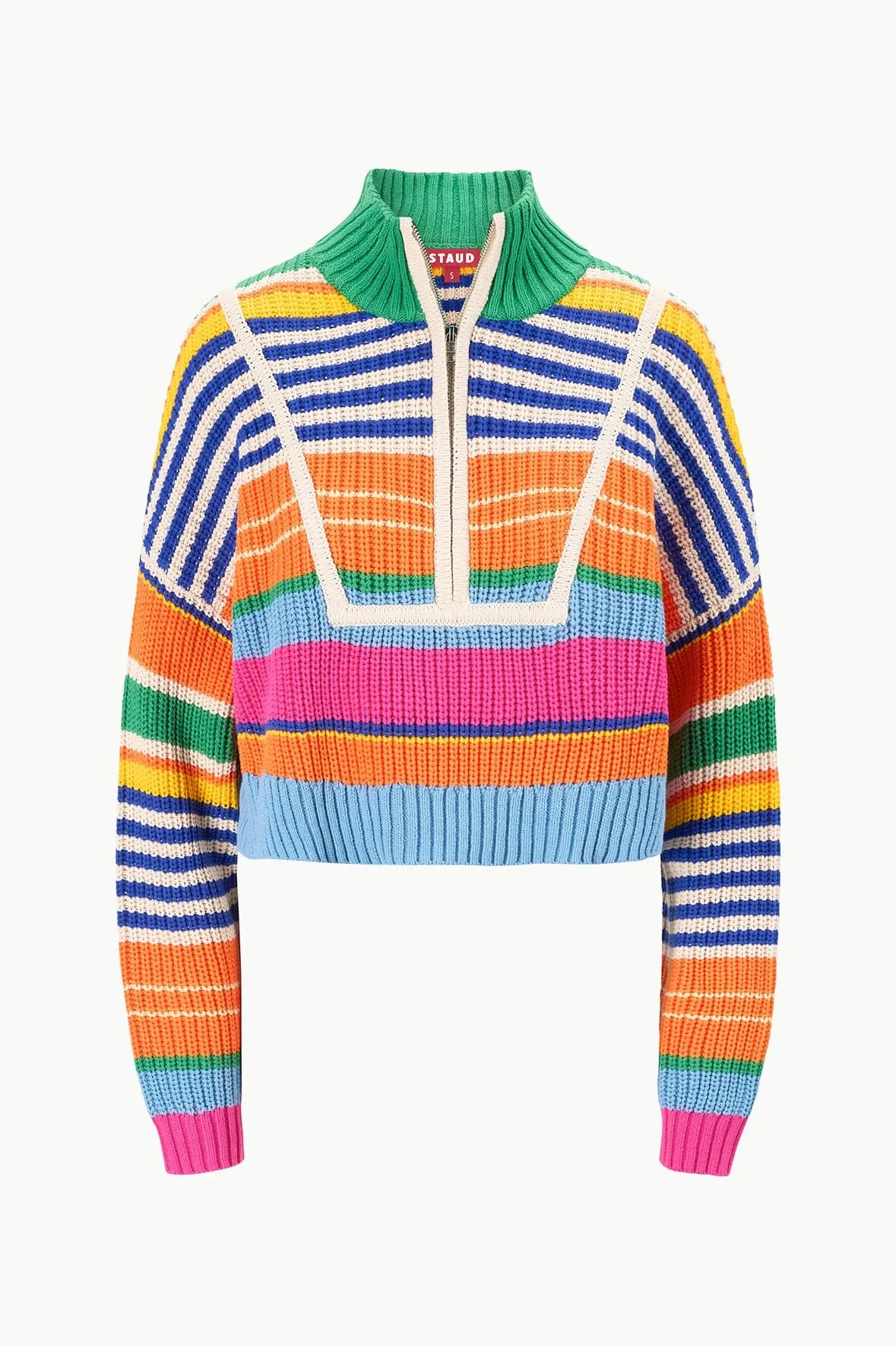 CROPPED HAMPTON SWEATER | MULTI BAYADERE STRIPE sold by STAUD product image thumbnail 4