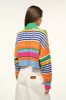 CROPPED HAMPTON SWEATER | MULTI BAYADERE STRIPE sold by STAUD