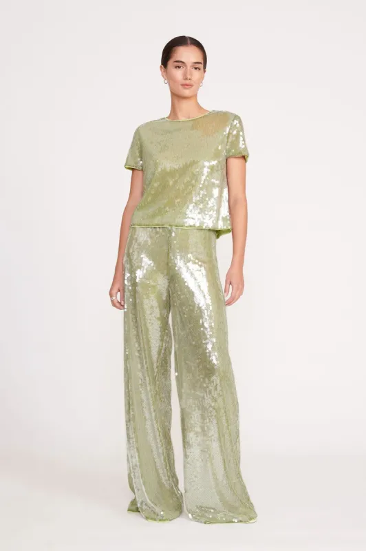 LUKE PANT | GARDEN MOSS SEQUINS sold by STAUD