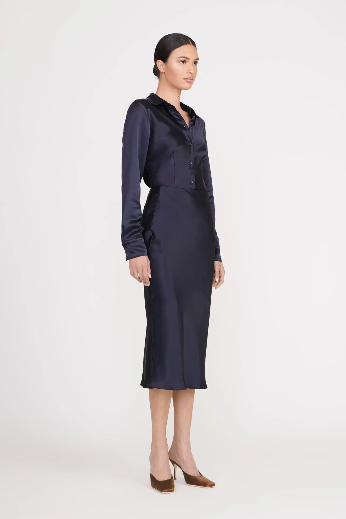 ANGELA SKIRT | NAVY sold by STAUD product image thumbnail 3