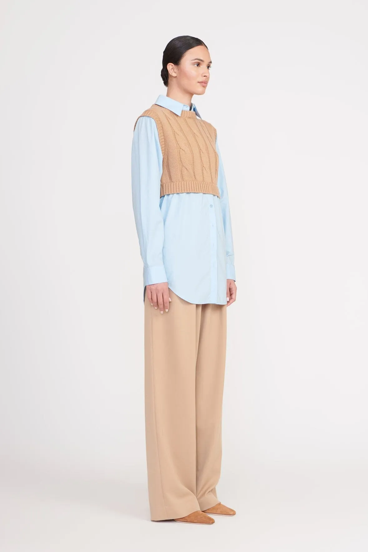 COOPER TOP | CAMEL FRENCH BLUE sold by STAUD product image thumbnail 3