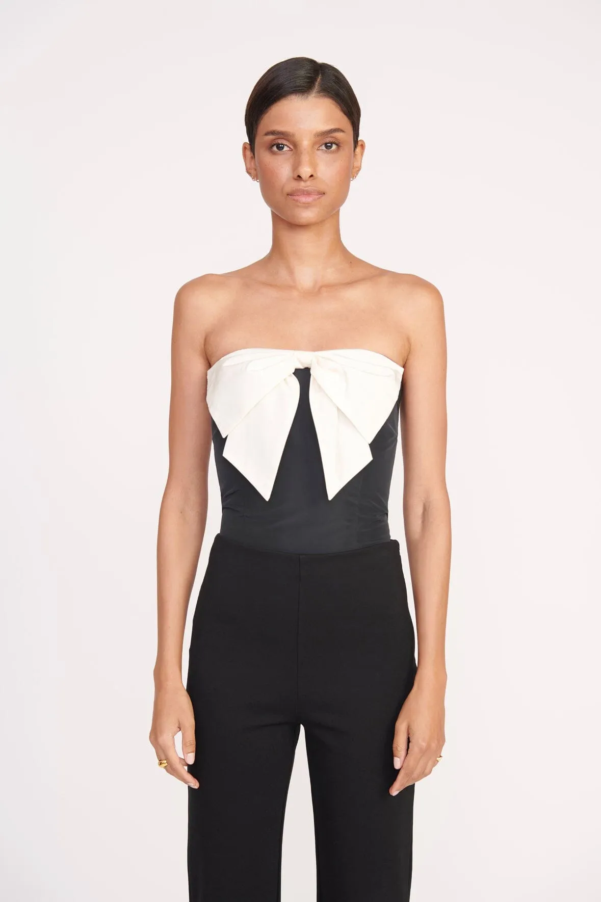 ATTICUS TOP | BLACK IVORY sold by STAUD